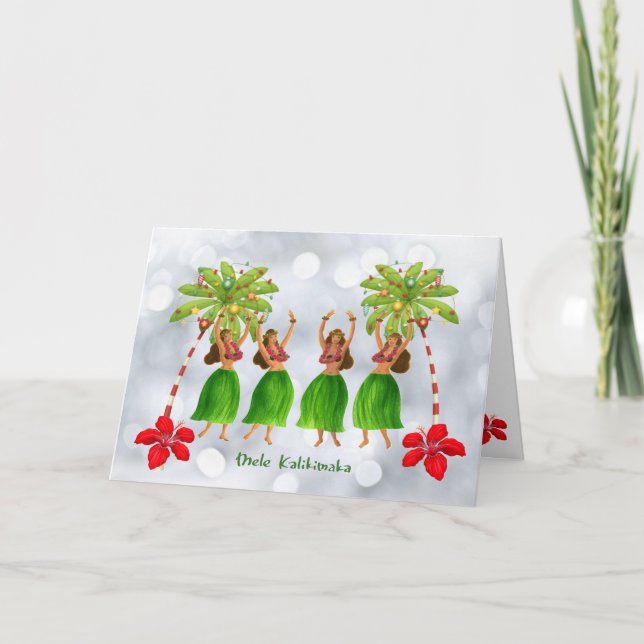 Tarjeta de Navidades hawaianos Mele Kalikimaka (Anverso)