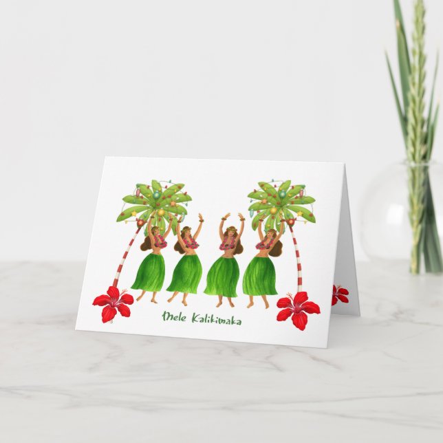 Tarjeta de Navidades hawaianos Mele Kalikimaka (Anverso)
