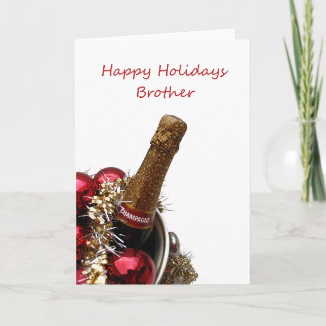 Tarjeta de Navidades Hermanos con ornamentos (Anverso)