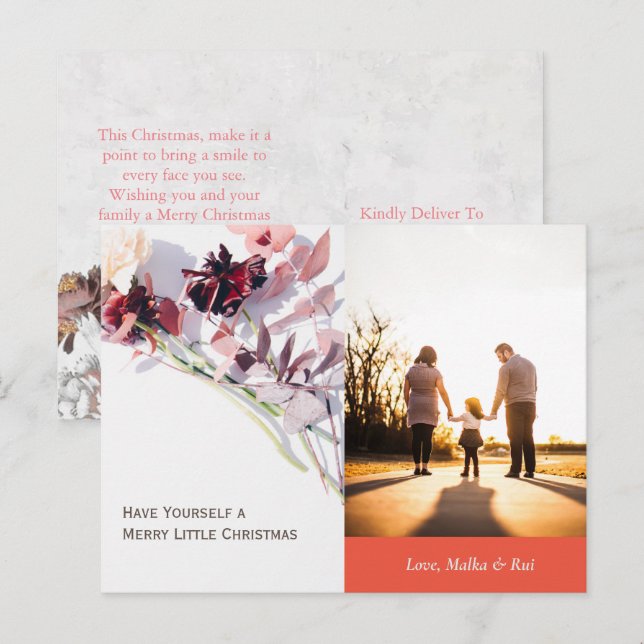 Tarjeta de navidades - Hermosa Rosa y familia (Anverso / Reverso)