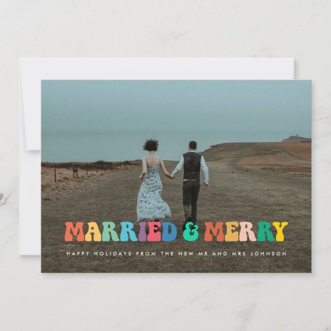 Tarjeta de Navidades hippie casados y retro moro d (Anverso)