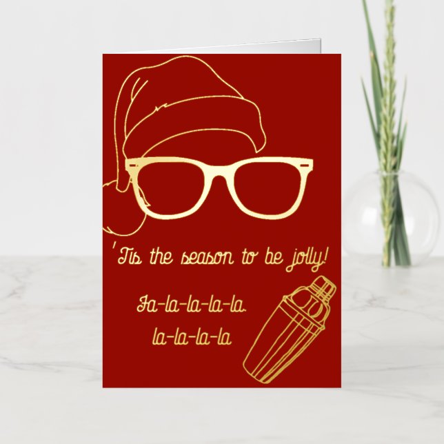 Tarjeta de Navidades hipster de Relieve metalizado (Anverso)