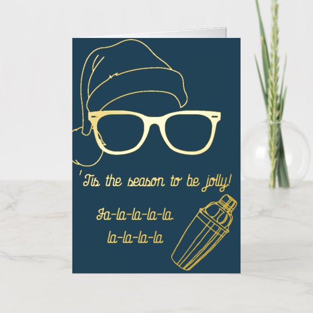 Tarjeta de Navidades hipster de Relieve metalizado (Anverso)