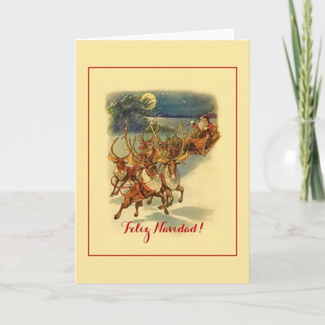 Tarjeta de Navidades hispano-hispano vintage (Anverso)