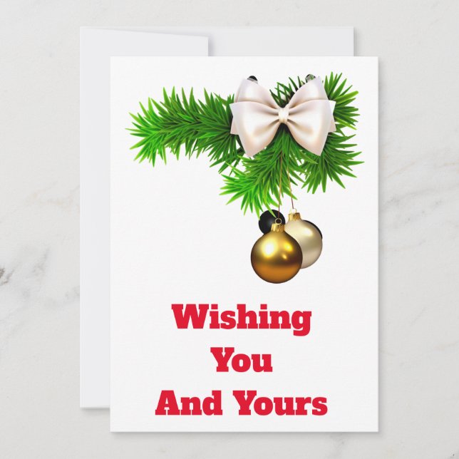 Tarjeta de Navidades Holly and Ornaments (Anverso)