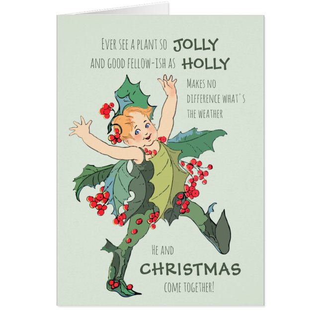 Tarjeta de navidades Holly child Elizabeth Gordon  (Frente)