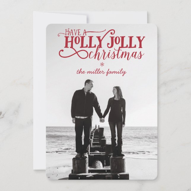 Tarjeta de Navidades Holly Jolly - 5" x 7" con sob (Anverso)