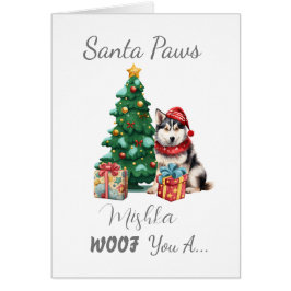 Tarjeta de Navidades Husky personalizable Santa Pa