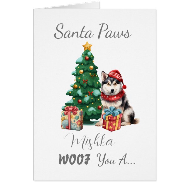 Tarjeta de Navidades Husky personalizable Santa Pa (Frente)