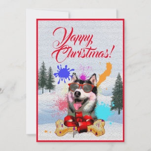Tarjeta de Navidades Husky Siberiano Funny Persona