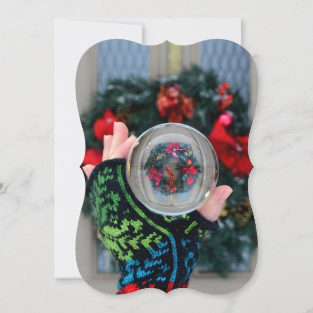 Tarjeta de Navidades Hygge Wreath Snow Globe (Anverso)
