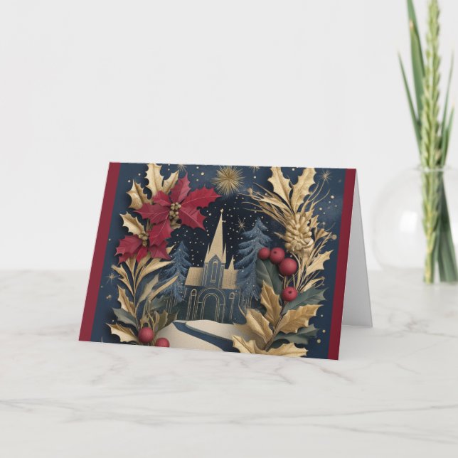 Tarjeta de navidades - Iglesia elegante (Anverso)