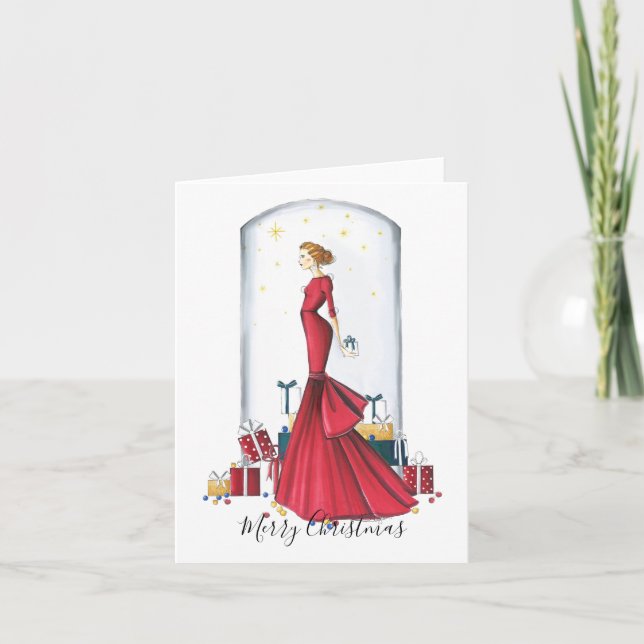 Tarjeta de Navidades ilustrados de moda (Anverso)