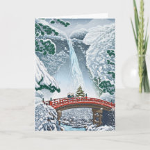 Tarjeta de Navidades ilustrados japonesa vintage