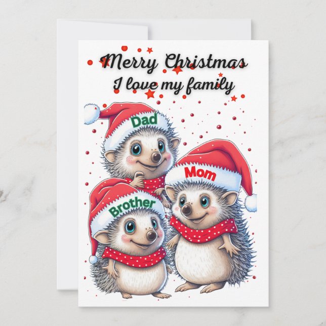 Tarjeta de Navidades imprimibles con porcupones (Anverso)