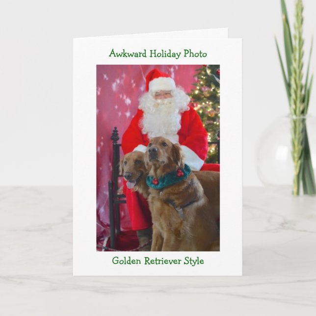 Tarjeta de Navidades incómodos de Golden Retriever (Anverso)