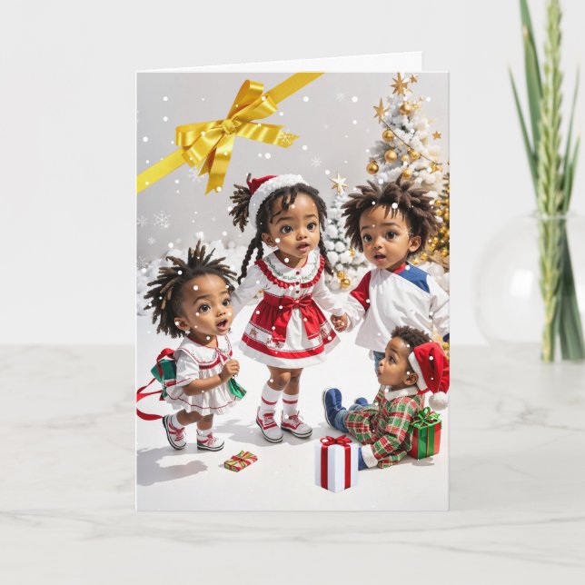 Tarjeta de Navidades infantiles afroamericanos (Anverso)