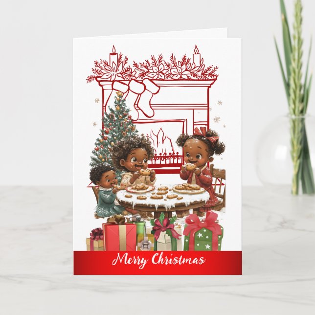 Tarjeta de Navidades infantiles afroamericanos (Anverso)