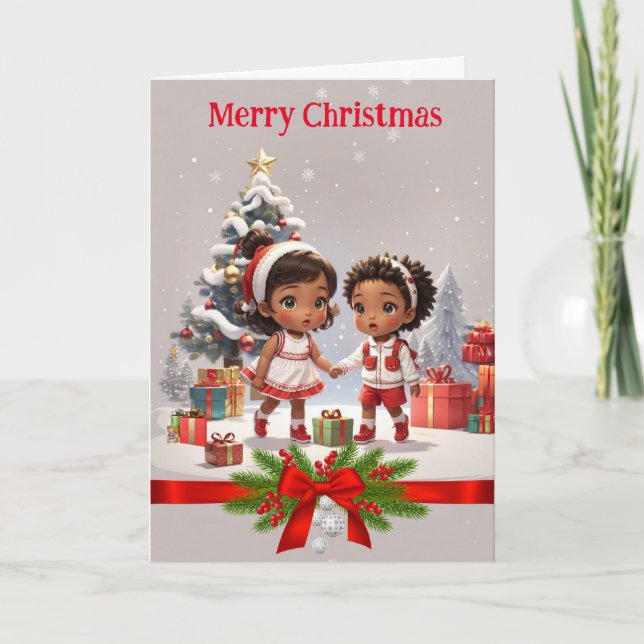 Tarjeta de navidades infantiles afroamericanos (Anverso)