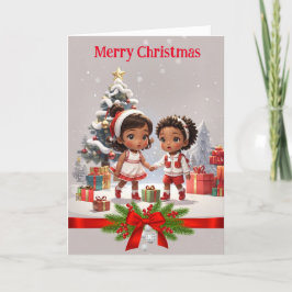 Tarjeta de navidades infantiles afroamericanos