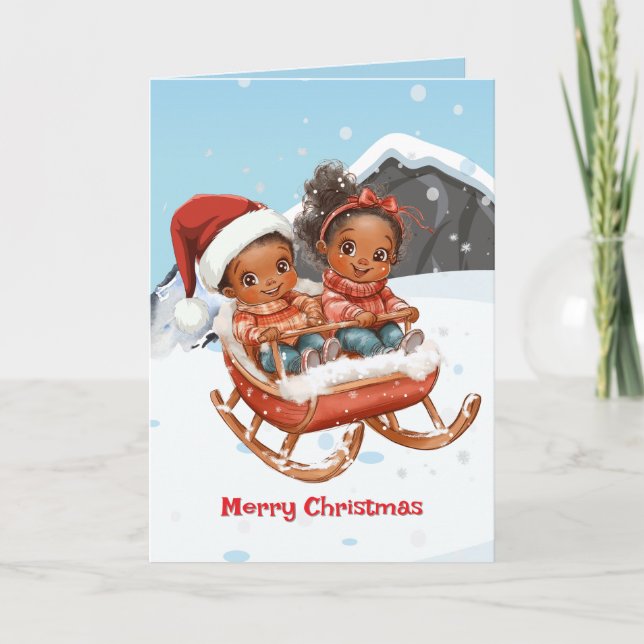 Tarjeta de Navidades infantiles afroamericanos (Anverso)