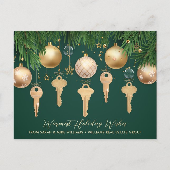 Tarjeta de Navidades inmobiliarios Golden Keys (Anverso)