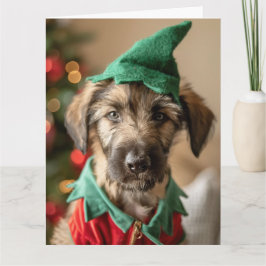 Tarjeta de Navidades irlandeses Wolfhound Elf Pupp