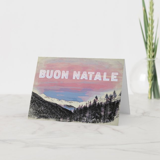 * Tarjeta de Navidades italiana Buon Natale Alps (Anverso)