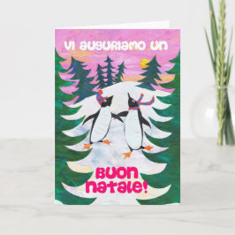 Tarjeta de Navidades italianos - Pingüinos para pa