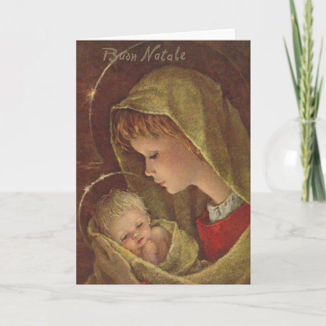 Tarjeta de Navidades italianos religiosos vintage (Anverso)