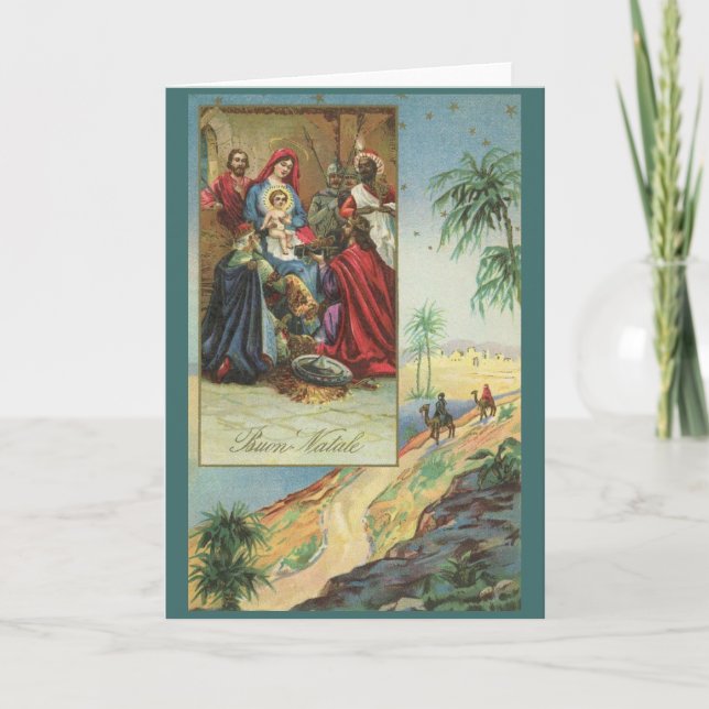 Tarjeta de Navidades italianos religiosos vintage (Anverso)