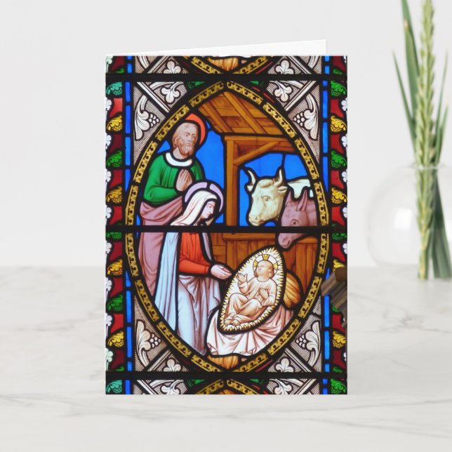 Tarjeta de Navidades Jesucristo de Vidrio Mantenid (Anverso)