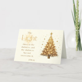 Tarjeta de Navidades John 1:5 Gold Christmas Tree