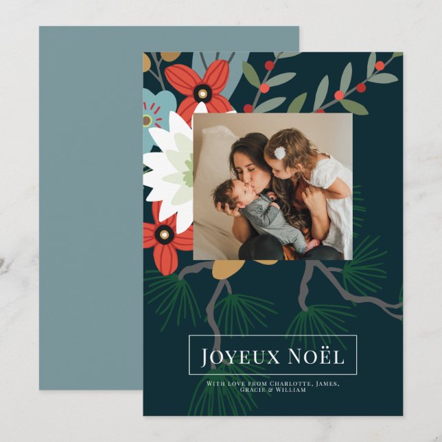Tarjeta de Navidades Joyeux Noël Elegant (Anverso / Reverso)