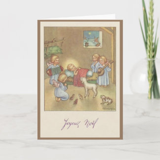 Tarjeta de Navidades Joyeux Noël francesa vintage