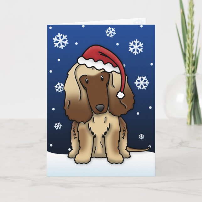 Tarjeta de Navidades Kawaii Afghan Hound (Anverso)