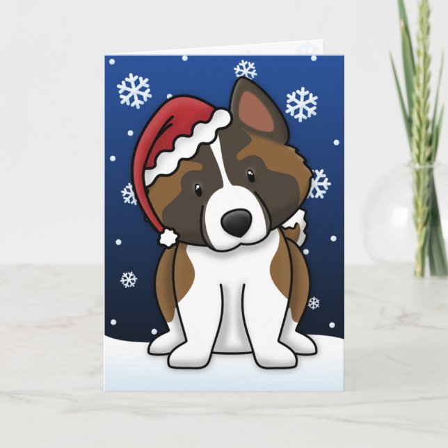 Tarjeta de Navidades Kawaii Akita (Anverso)