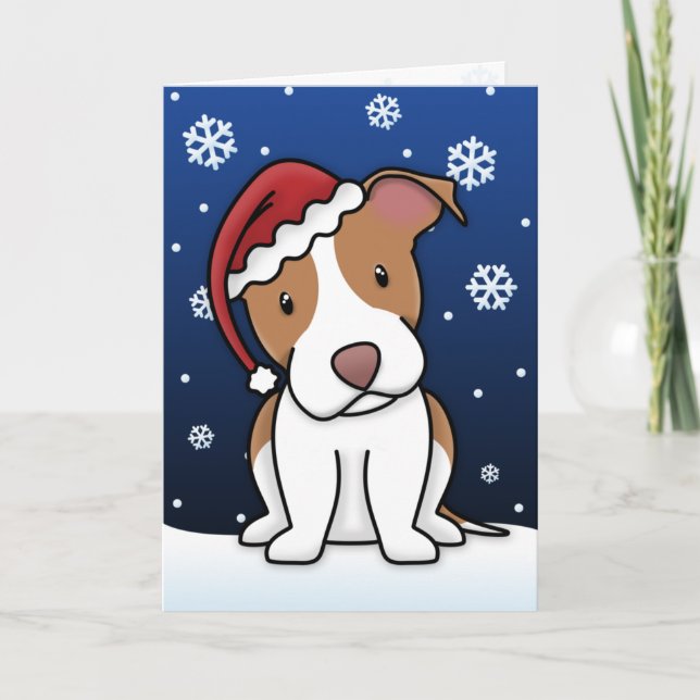 Tarjeta de Navidades Kawaii American Pit Bull Terr (Anverso)