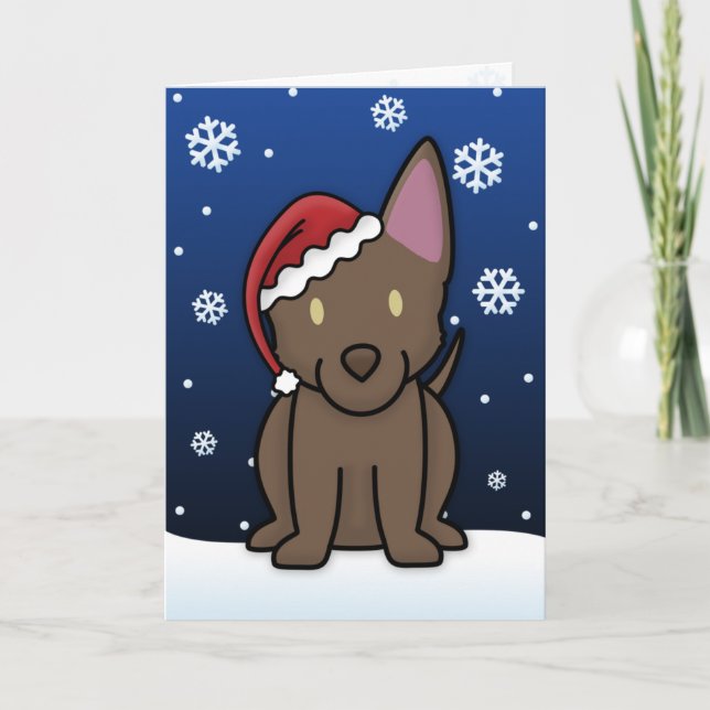 Tarjeta de Navidades kawaii australianos Kelpie (Anverso)