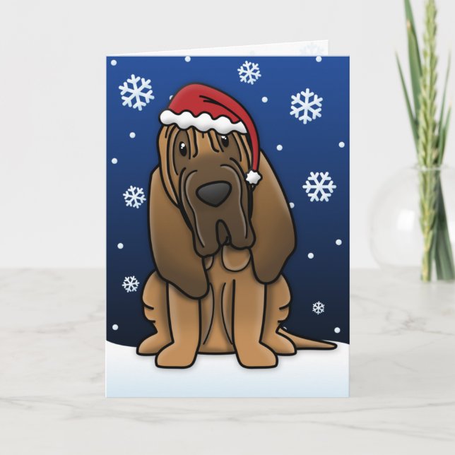 Tarjeta de Navidades kawaii Bloodhound (Anverso)
