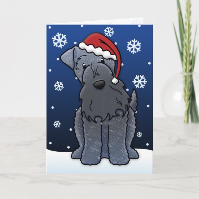Tarjeta de Navidades Kawaii Kerry Blue Terrier (Anverso)
