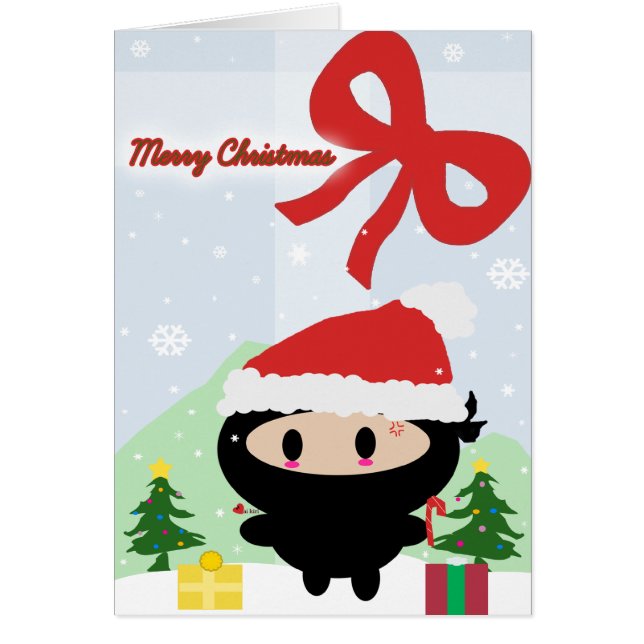 Tarjeta de Navidades Kawaii Ninja (Frente)