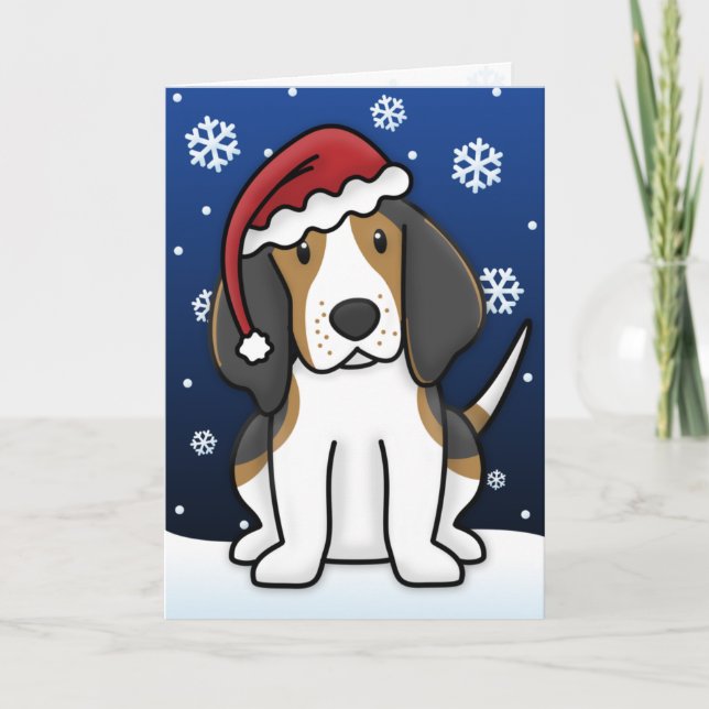 Tarjeta de Navidades Kawaii Treeing Walker Coonhou (Anverso)