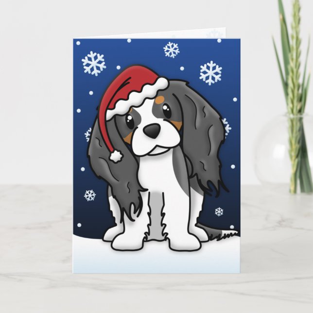Tarjeta de Navidades kawaii tricolor Cavalier Span (Anverso)
