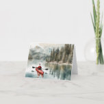 Tarjeta de Navidades Kayaking Northwest Santa<br><div class="desc">Esta tarjeta de Navidad es perfecta para el kayaker durante las vacaciones.</div>