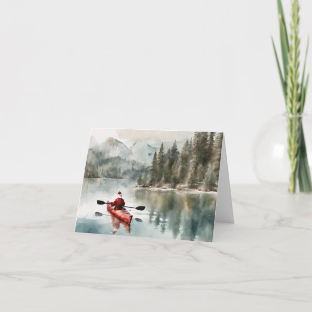 Tarjeta de Navidades Kayaking Northwest Santa (Anverso)