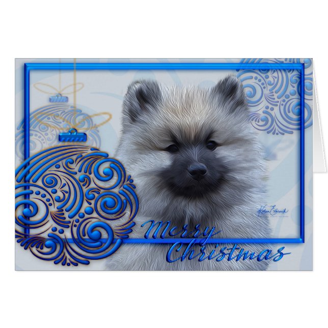 Tarjeta de Navidades Keeshond de coleccionista 201 (Anverso (Horizontal))