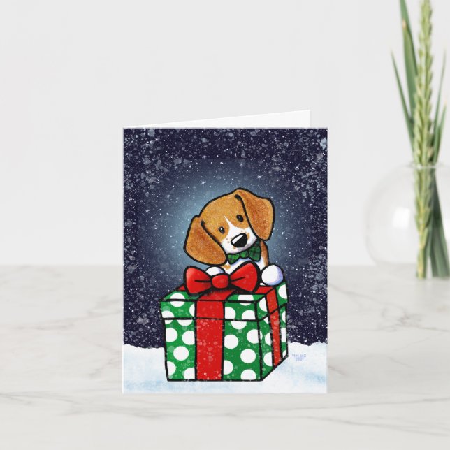 Tarjeta de Navidades KiniArt Beagle (Anverso)