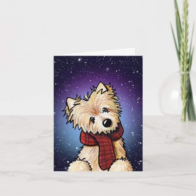 Tarjeta de Navidades KiniArt Norwich Terrier (Anverso)