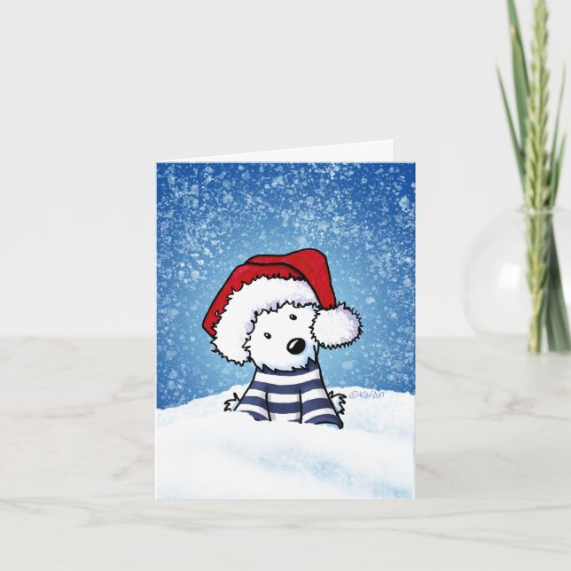 Tarjeta de Navidades KiniArt Westie (Anverso)